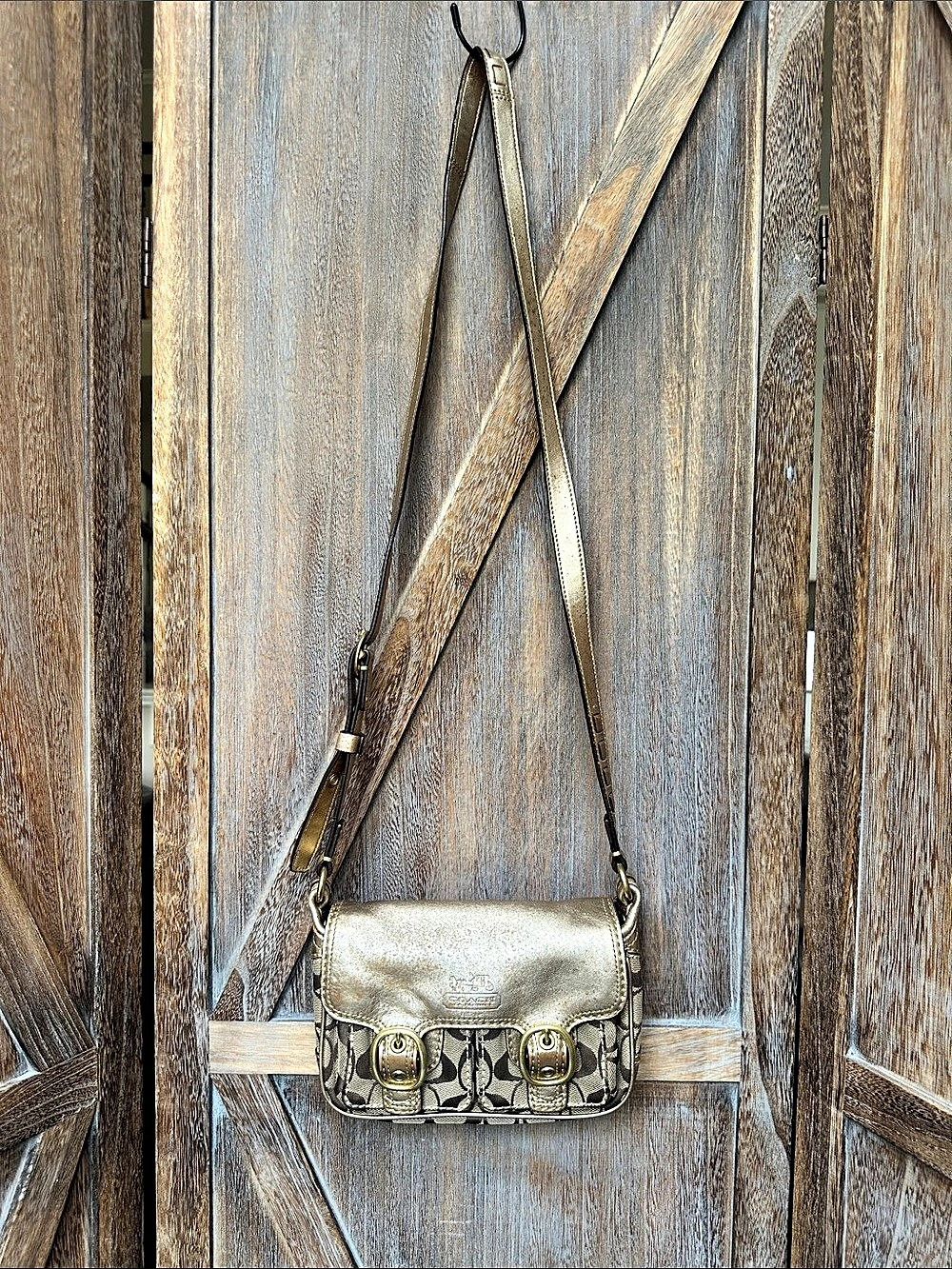 Coach Vintage Y2K Crossbody Bag Gold Metallic Leather Project Bag